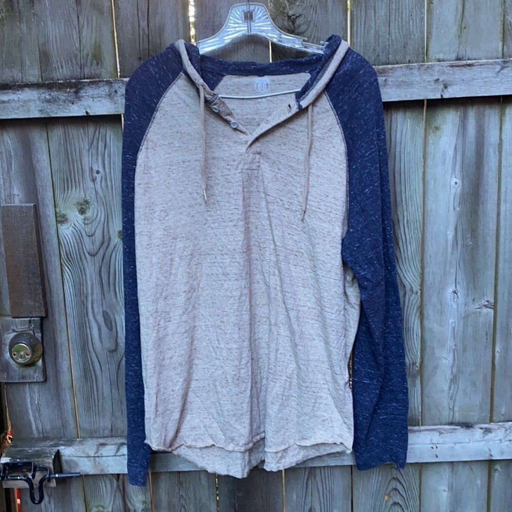 Route 66 Cream Body Navy Blue Raglan Hoodie Sweatshirt